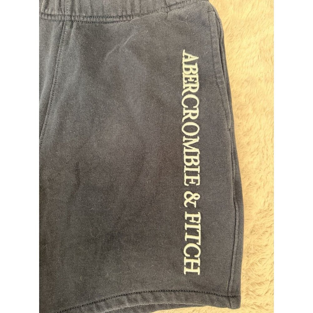 Abercrombie & Fitch Soft Fleece Shorts Women’s Small Navy Logo Drawstring - Picture 2 of 8